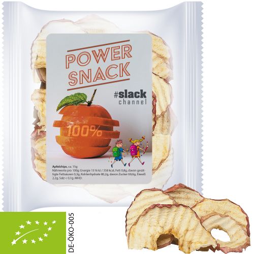 Organic apple chips, ca. 15g, express maxi bag with label
