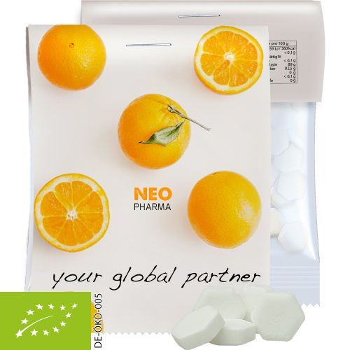 Organic dextrose orange, ca. 15g, express midi bag with promotional flyer