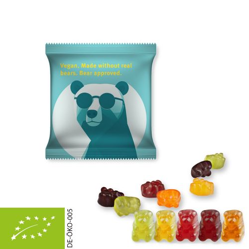 Organic gummy bears without gelatine, ca. 10g, mini bag