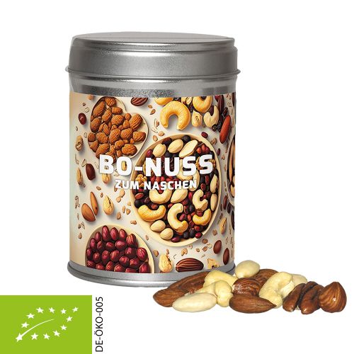 Organic nut mix , ca. 100g, dual tin with label