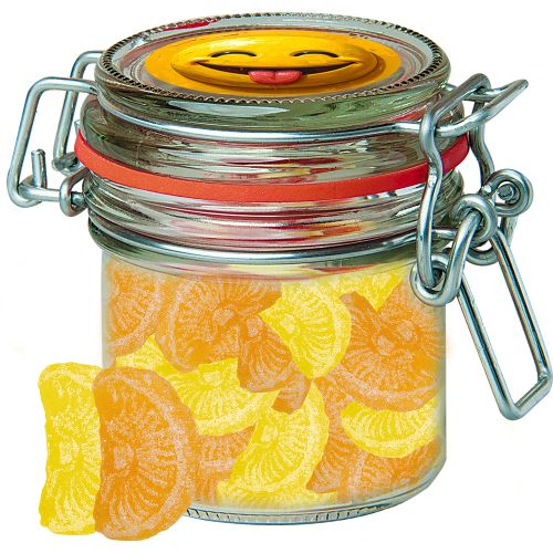 Lemon and orange candy, ca. 60g, candy jar mini with label