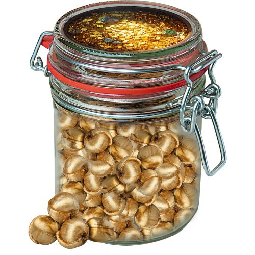 Golden nuts candy, ca. 200g, candy jar maxi with label