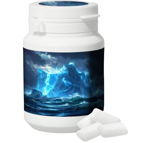 Icemint chewing gum, ca. 63g, chewing gum jar with label