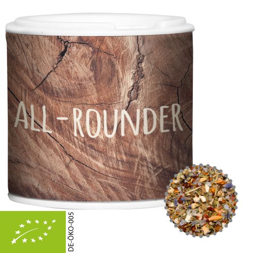Organic all-rounder spice, ca. 30g, cardboard spice shaker with label