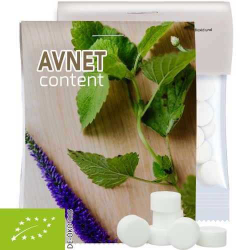 Organic peppermint drops, ca. 15g, express midi bag with promotional flyer