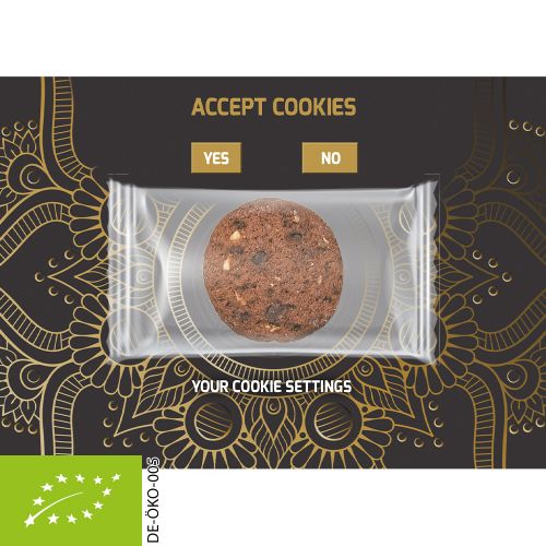 Organic cookie chocolate hazelnut, ca. 7g, express promotional card with print