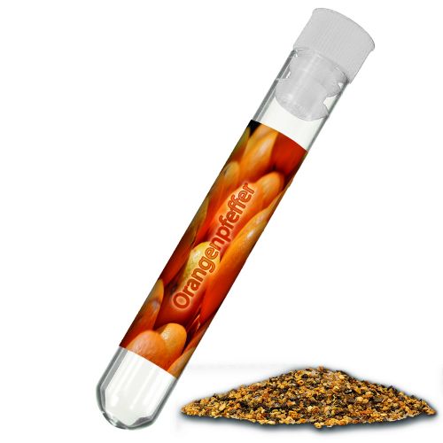Orange pepper, ca. 6g, test tube with label