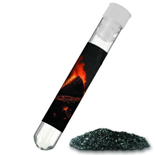 Black lava salt, ca. 12g, test tube with label