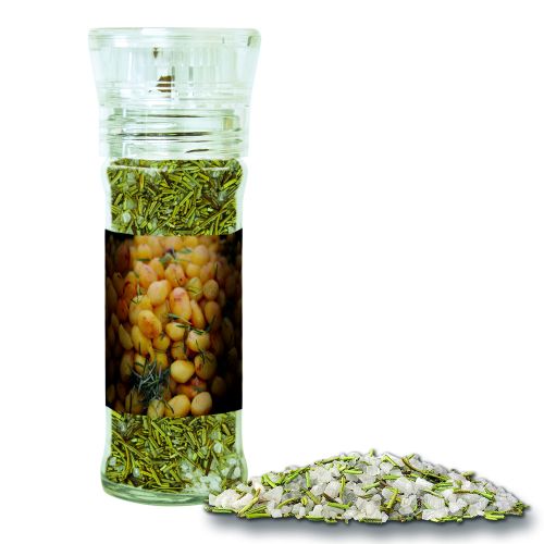 Rosemary salt, ca. 65g, transparent spice mill with label
