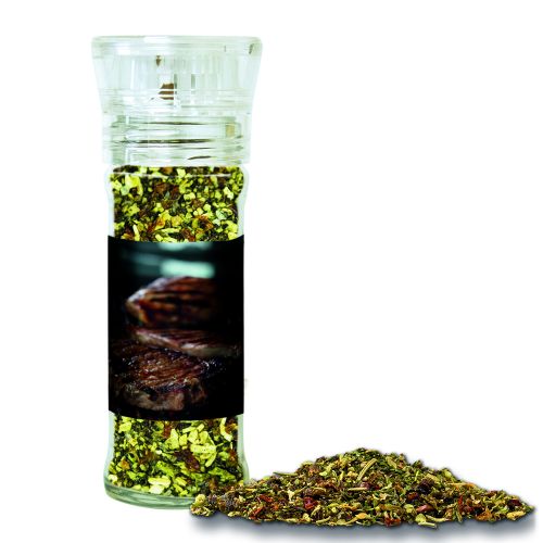 Steak spice, ca. 55g, transparent spice mill with label