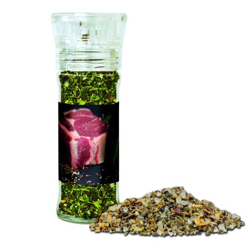 Herb steak spice, ca. 30g, transparent spice mill with label
