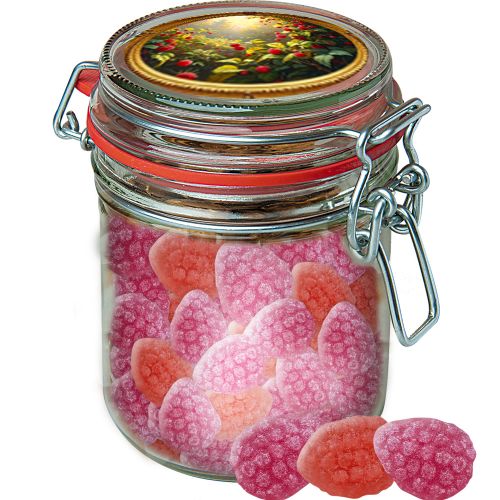 Strawberry chili candy, ca. 200g, candy jar maxi with label