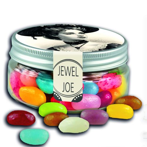 Jelly Beans sweet mix, ca. 80g, mini sweet jar with label