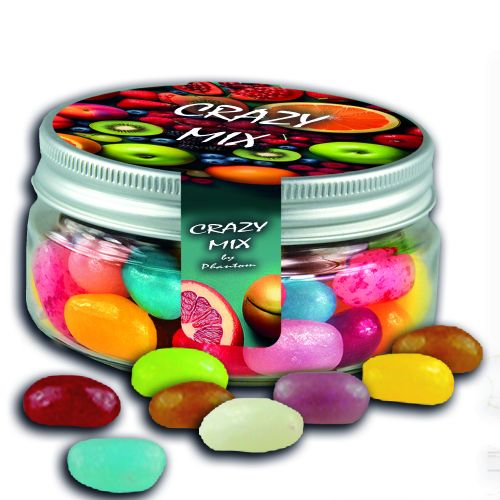 Jelly Beans sour mix, ca. 80g, mini sweet jar with label