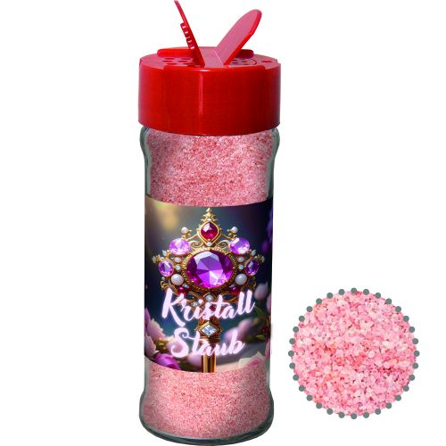 Pink crystal salt, ca. 80g, spice shaker with label