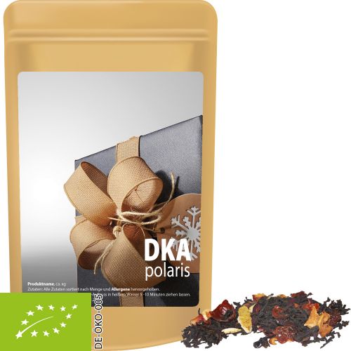 Organic Christmas black tea, ca. 20g, mini stand up pouch with label