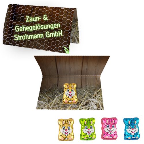 Chocolate bunny mix, ca. 6g, express promotional card A6 folded with print