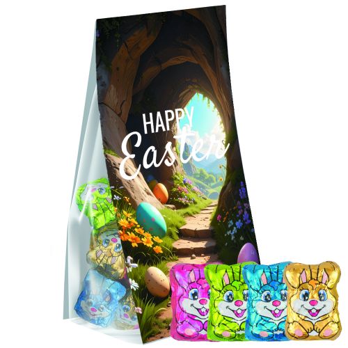 Chocolate bunny mix, ca. 36g, express pouch with promotional flyer