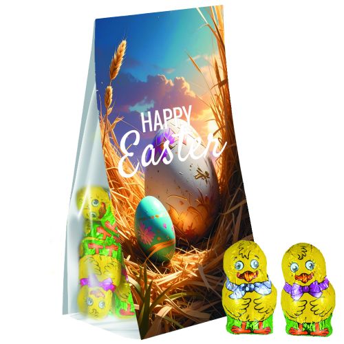 Chocolate chicken mix, ca. 36g, express pouch with promotional flyer