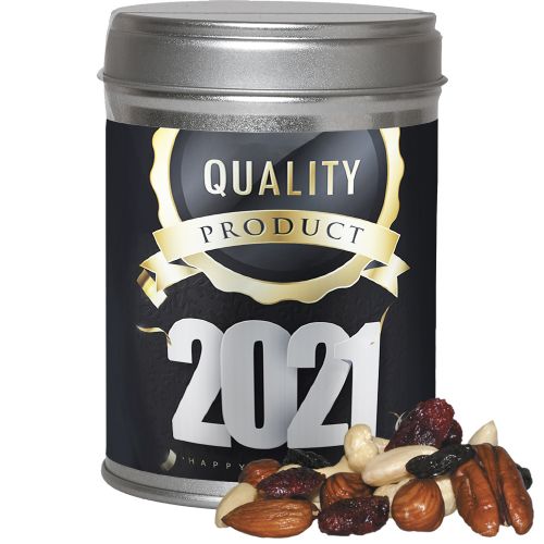Premium trail mix, ca. 100g, dual tin with label