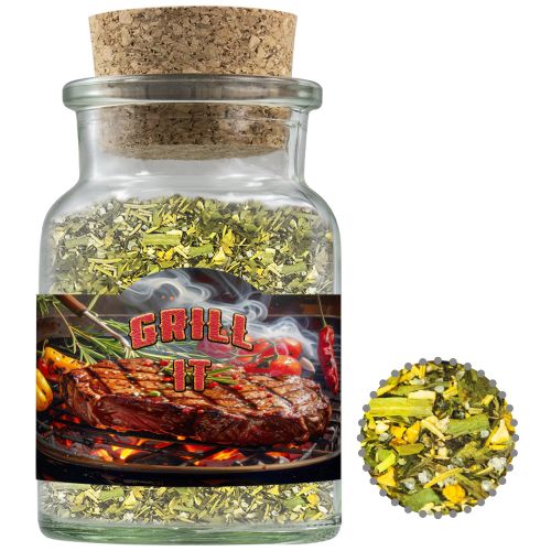 BBQ herbal rub, ca. 50g, cork glass with label