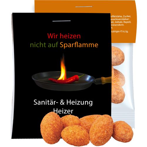 Chili peanuts , ca. 10g, express midi bag with promotional flyer