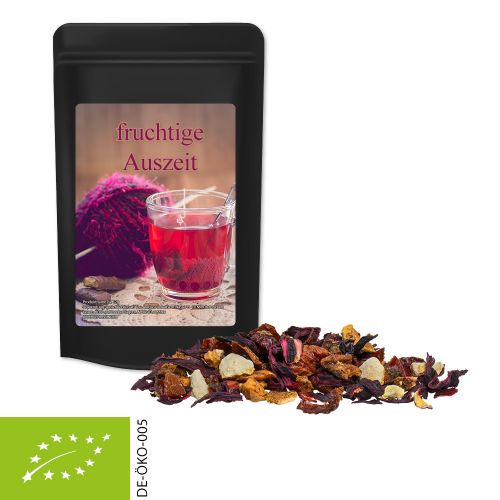 Organic fruit tea good mood, ca. 17g, mini stand up pouch black with label