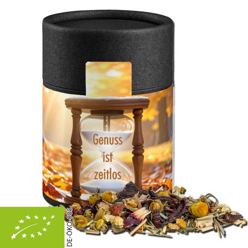 Organic herbal tea four seasons, ca. 25g, cardboard can midi black