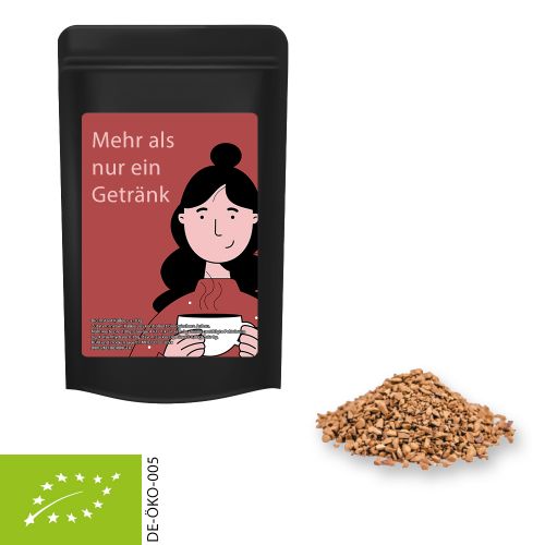 Organic instant coffee, ca. 20g, mini stand up pouch black with label