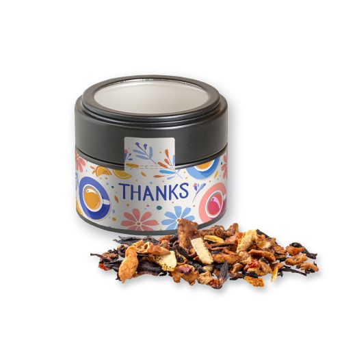 Grandmas baked apple tea, ca. 30g, metal tin mini black with window