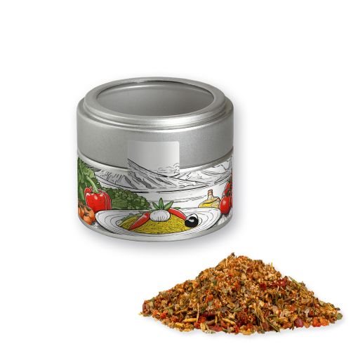 Mediterranean veggie mix, ca. 40g, metal tin mini silver with window