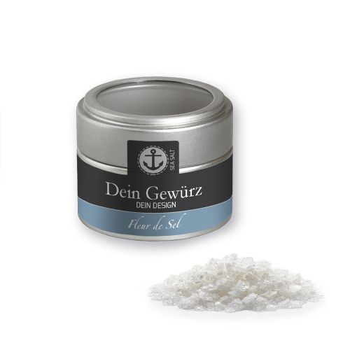 Fleur de Sel, ca. 50g, metal tin mini silver with window