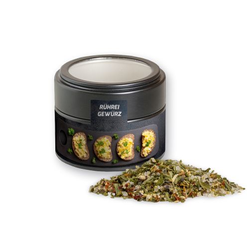 Scrambled egg spice, ca. 60g, metal tin mini black with window