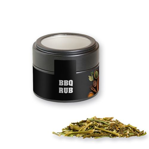 BBQ herbal rub, ca. 40g, metal tin mini black with window