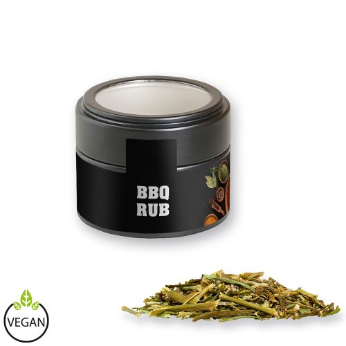 BBQ herbal rub, ca. 40g, metal tin mini black with window