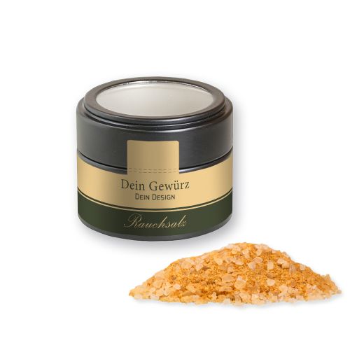 Smoke salt coarse, ca. 110g, metal tin mini black with window