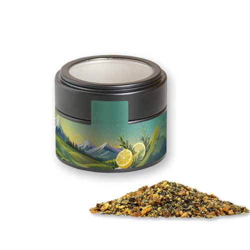 Lemon pepper, ca. 60g, metal tin mini black with window