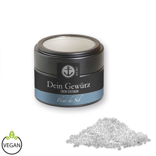 Fleur de Sel, ca. 50g, metal tin mini black with window