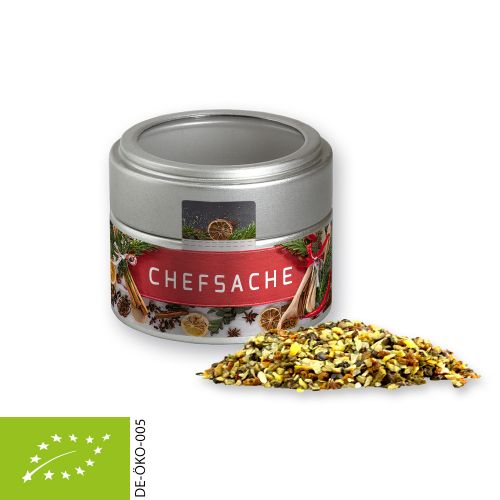 Organic Christmas spice mix chefsmatter, ca. 50g, metal tin mini silver with window