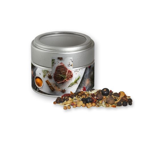 Christmas spice mix venison, ca. 50g, metal tin mini silver with window