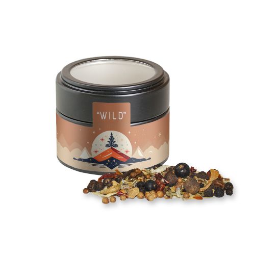 Christmas spice mix venison, ca. 50g, metal tin mini black with window