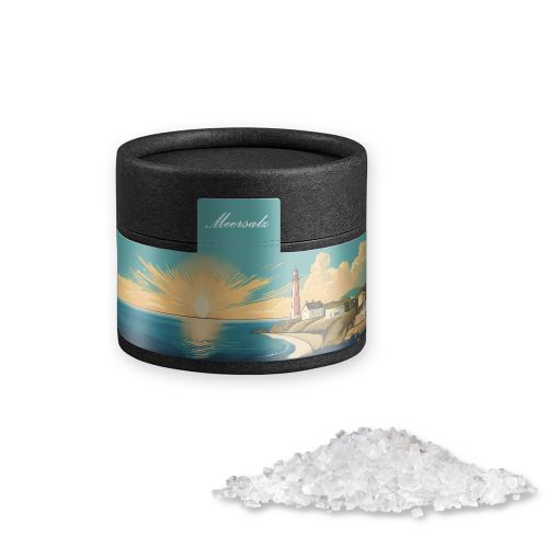 Sea salt, ca. 75g, cardboard can mini black