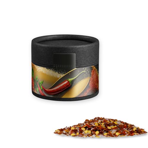 Chili salt, ca. 30g, cardboard can mini black