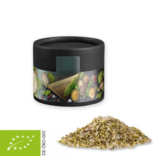 Organic herb salt, ca. 40g, cardboard can mini black