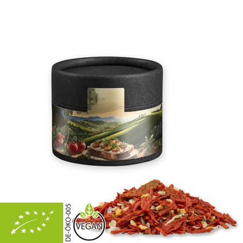 Organic tuscan bruschetta, ca. 28g, cardboard can mini black