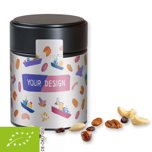 Organic trail mix, ca. 100g, metal tin midi black