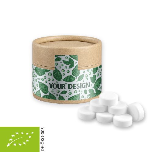 Organic peppermint drops, ca. 40g, cardboard can mini
