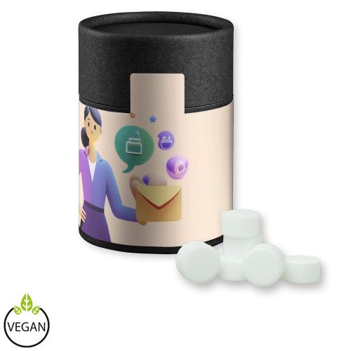 Peppermint drops sugar free, ca. 80g, cardboard can midi black