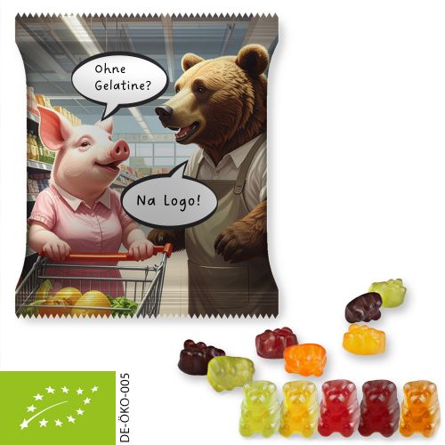 Organic gummy bears without gelatine, ca. 50g, maxi bag