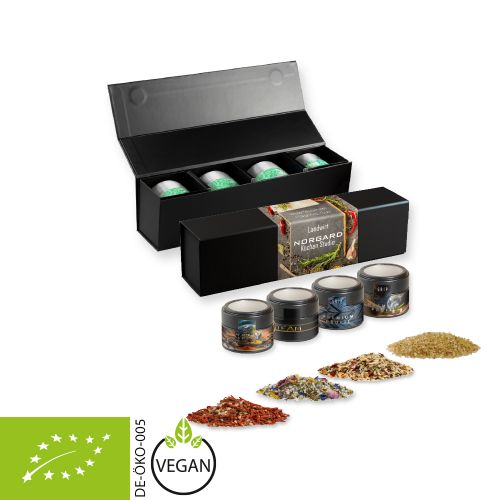 Rough spice mixture (category 3), ca. 140-440g, gift set premium black with 4 metal tin mini with window
